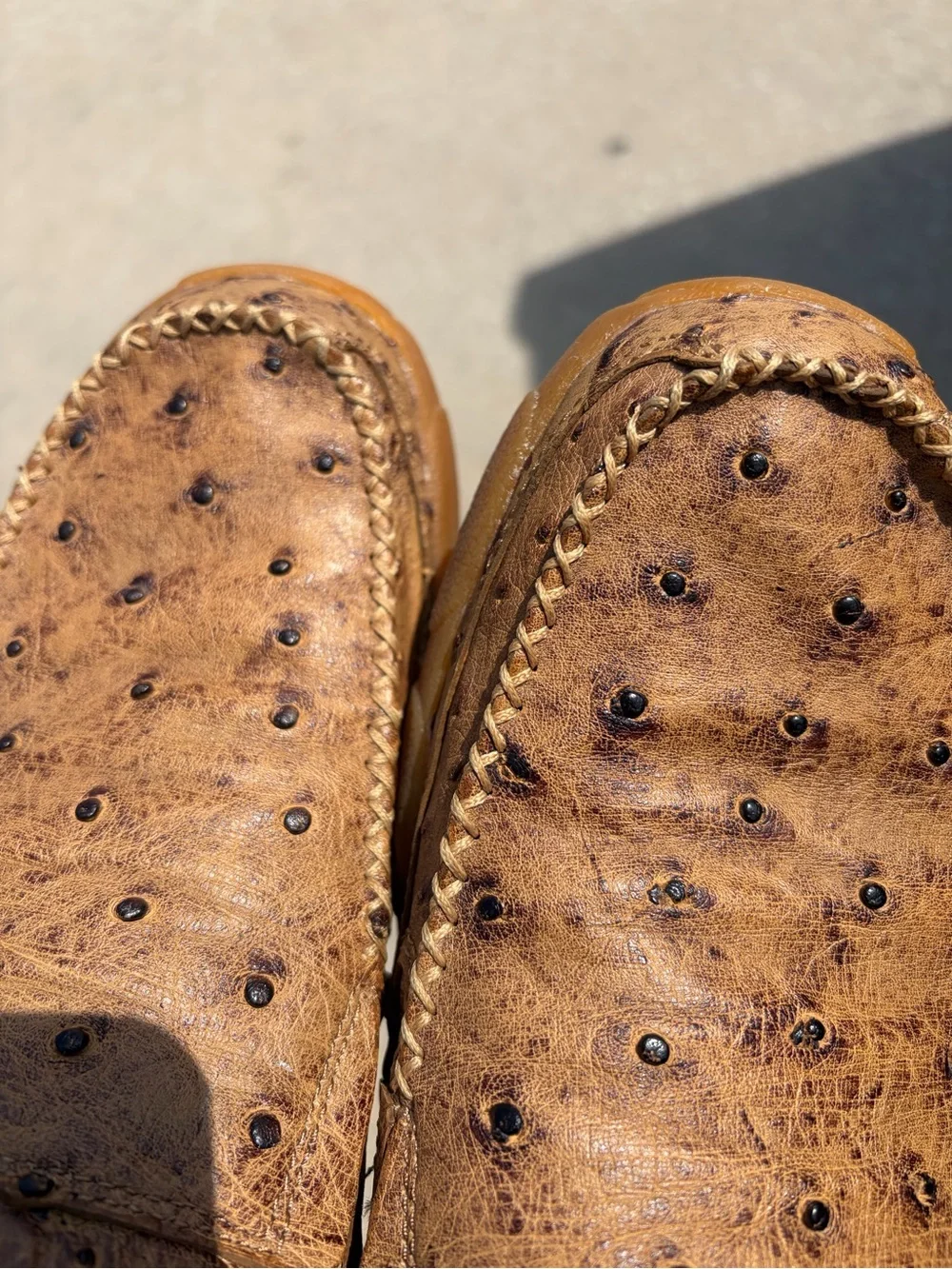 Twisted X Men's Tan Ostrich-Textured Slip-On Loafers